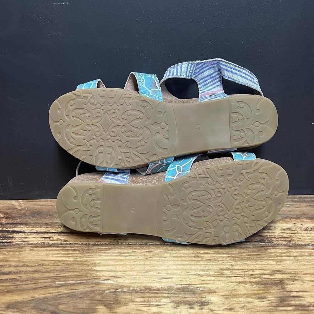 L'Artiste by Spring Step Women' Leather Vella Comfort Wedge Sandals Blue Size 41 - Picture 5 of 7